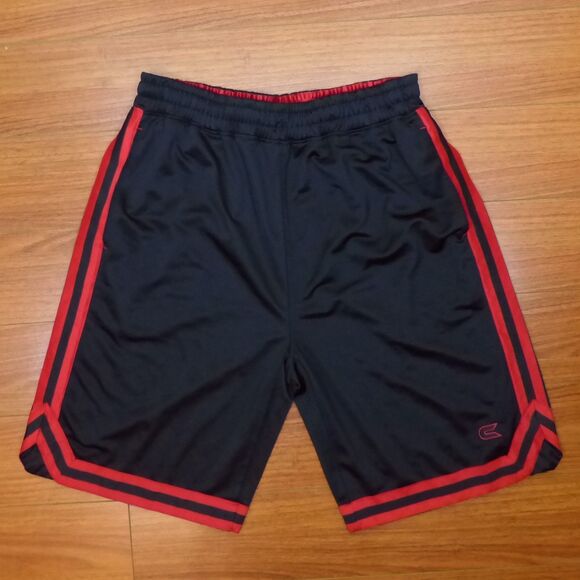 Colosseum Athletics Shorts Mens M 29x10 Black Red Striped Trim Elastic Waist Gym - Picture 3 of 9